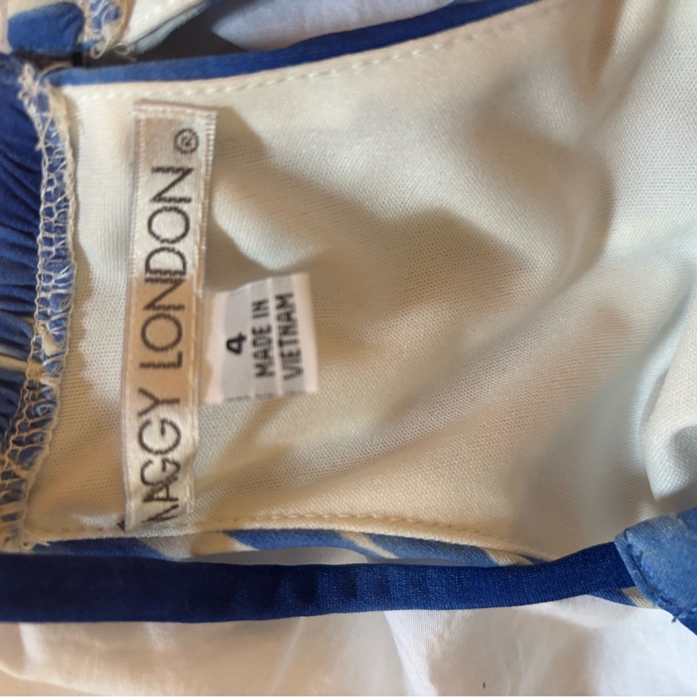 Maggy London Blue and White Halter Dress - Picture 7 of 7